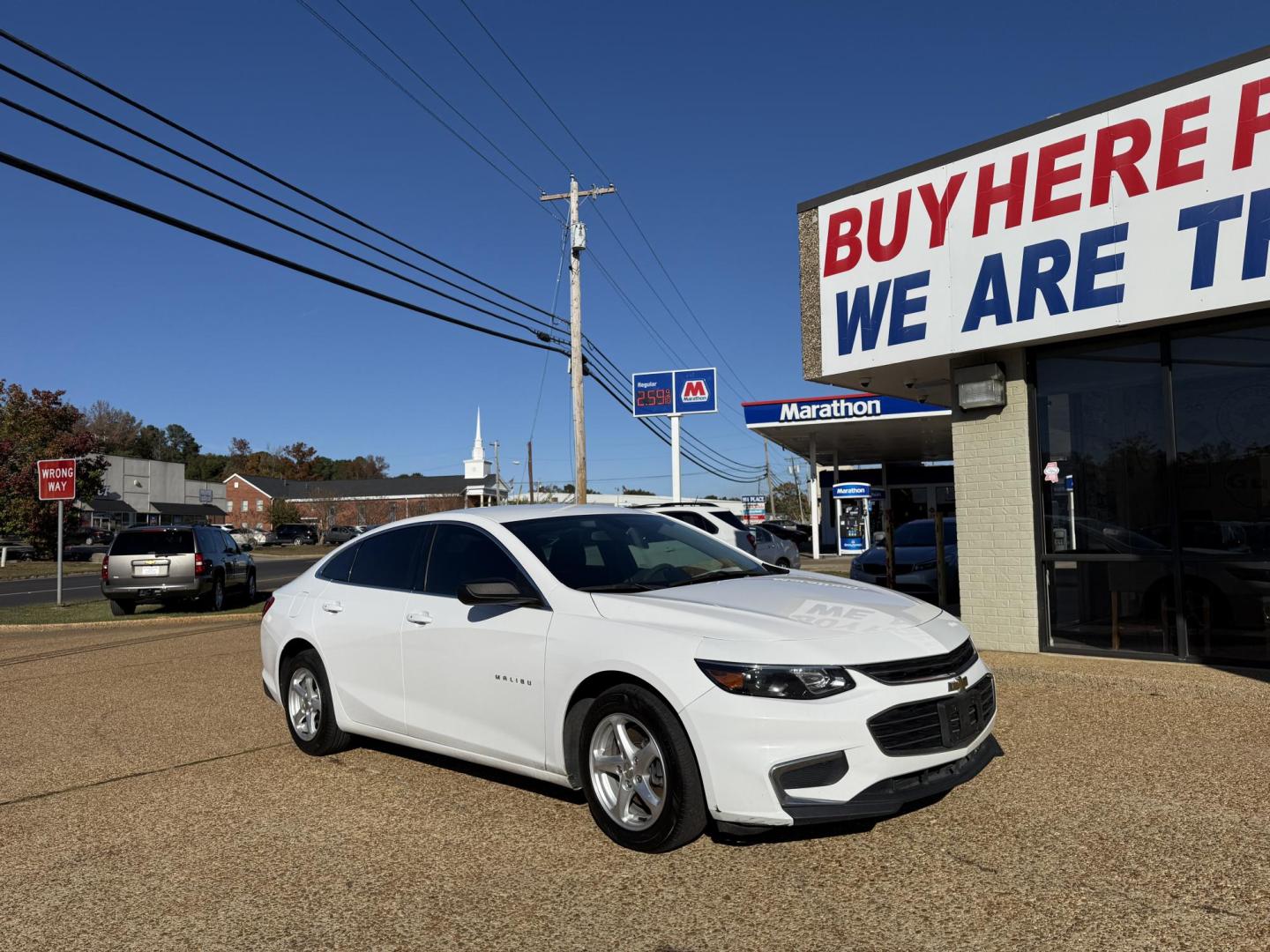 2018 WHITE CHEVROLET MALIBU LS (1LS) (1G1ZB5STXJF) , located at 922 W. Beacon St., Philadelphia, MS, 39350, (601) 650-3675, 32.770447, -89.127151 - Photo#0