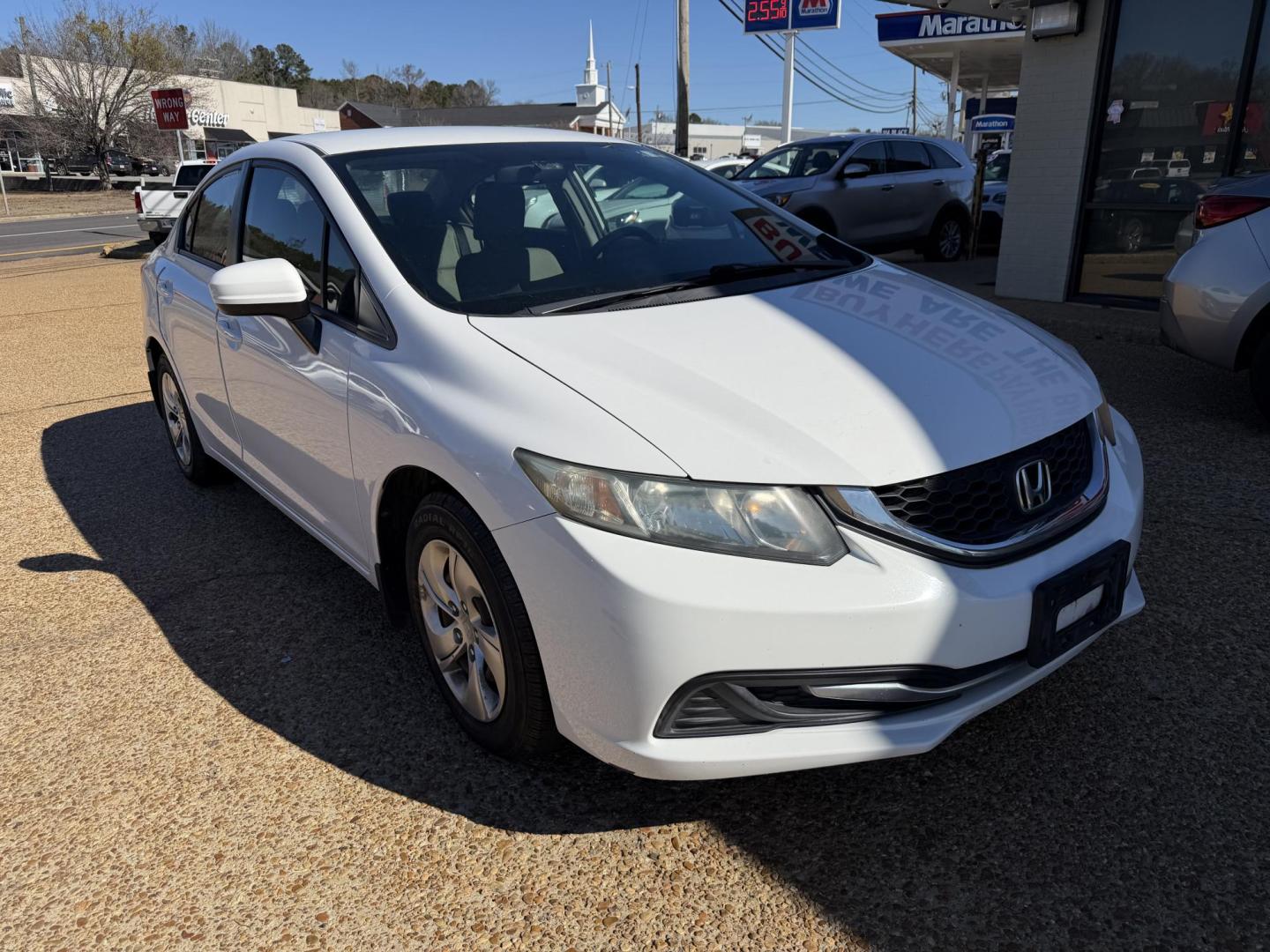 2015 WHITE HONDA CIVIC LX (2HGFB2F51FH) , located at 922 W. Beacon St., Philadelphia, MS, 39350, (601) 650-3675, 32.770447, -89.127151 - Photo#0
