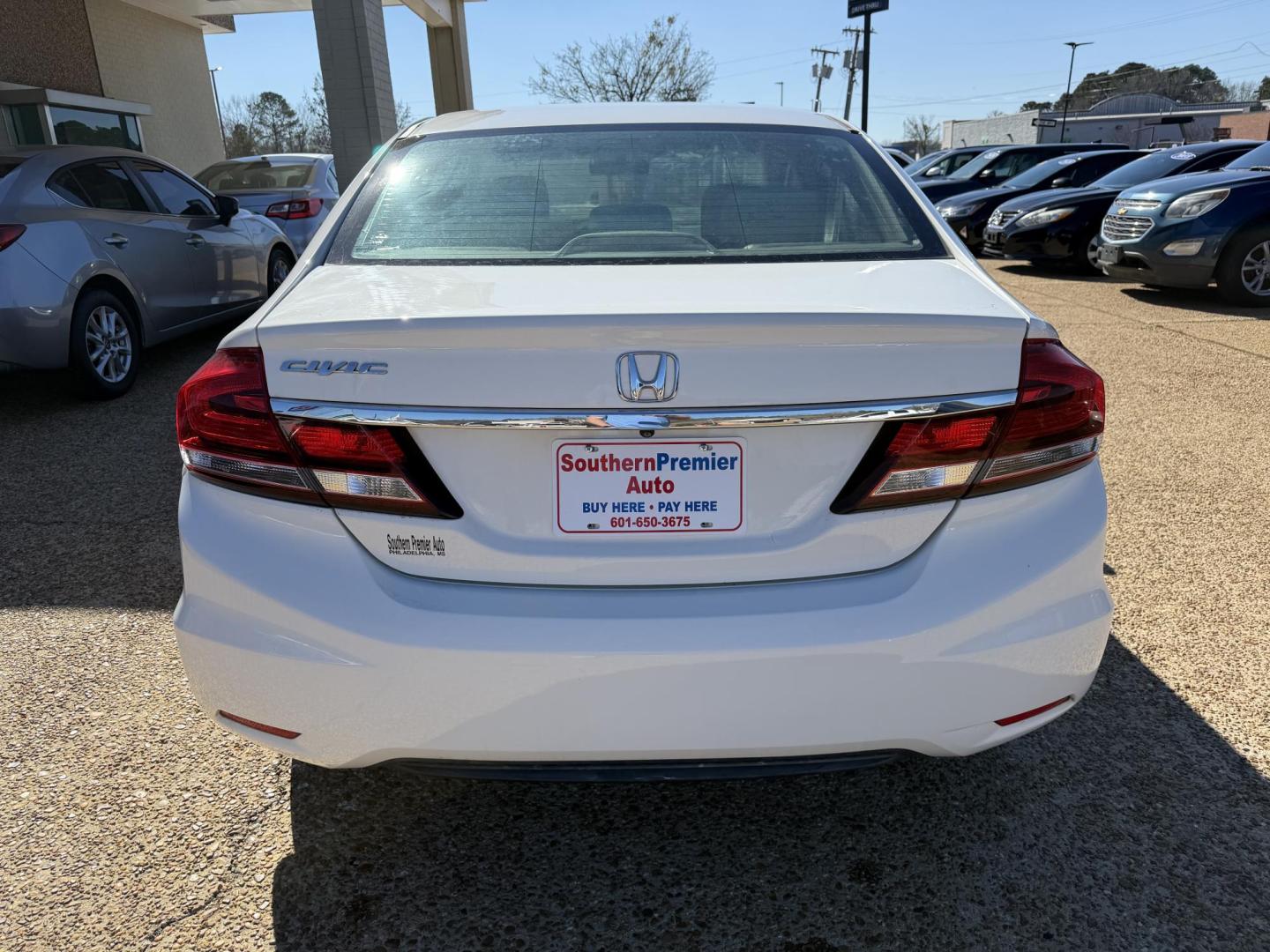 2015 WHITE HONDA CIVIC LX (2HGFB2F51FH) , located at 922 W. Beacon St., Philadelphia, MS, 39350, (601) 650-3675, 32.770447, -89.127151 - Photo#4