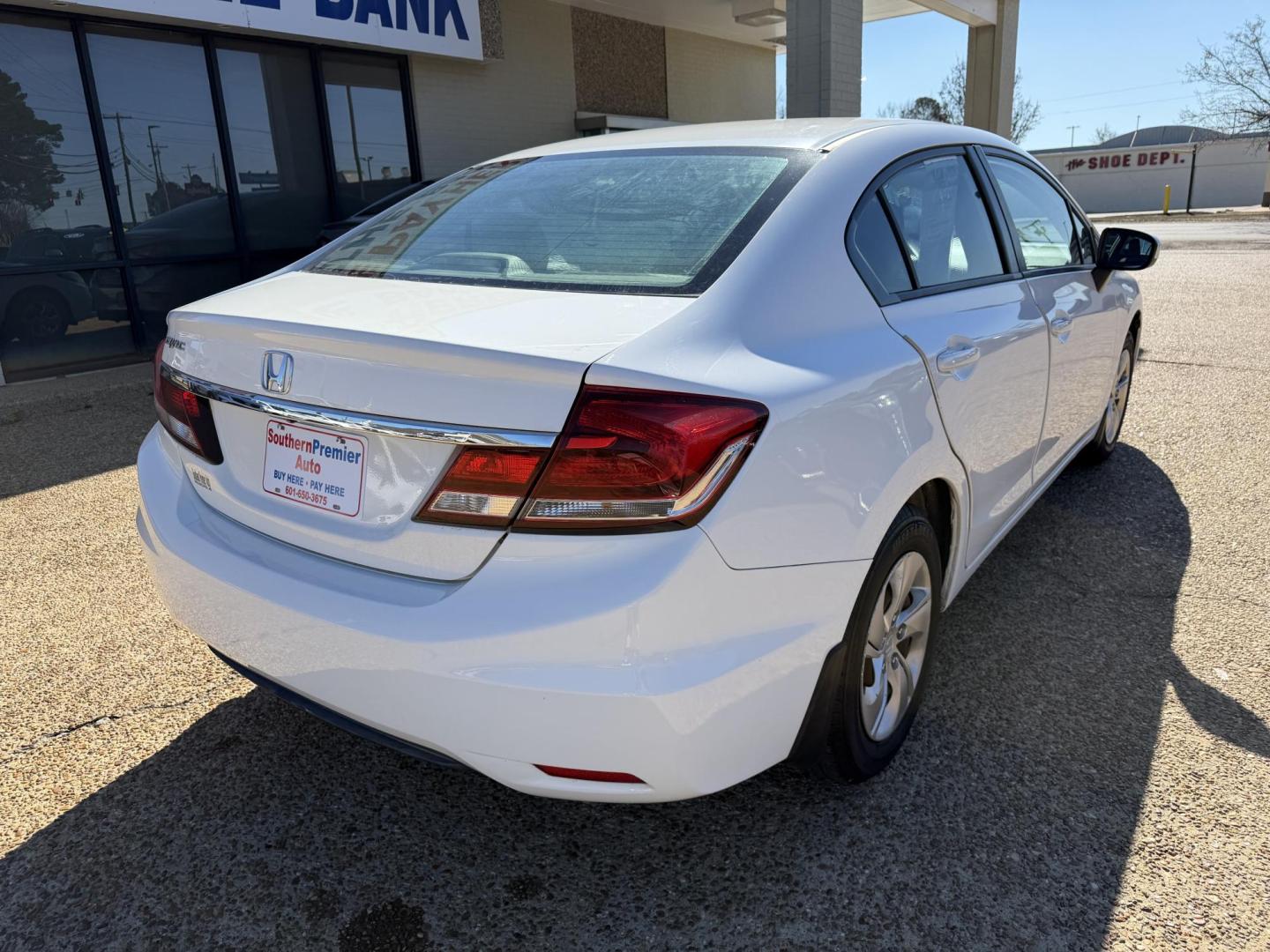 2015 WHITE HONDA CIVIC LX (2HGFB2F51FH) , located at 922 W. Beacon St., Philadelphia, MS, 39350, (601) 650-3675, 32.770447, -89.127151 - Photo#5
