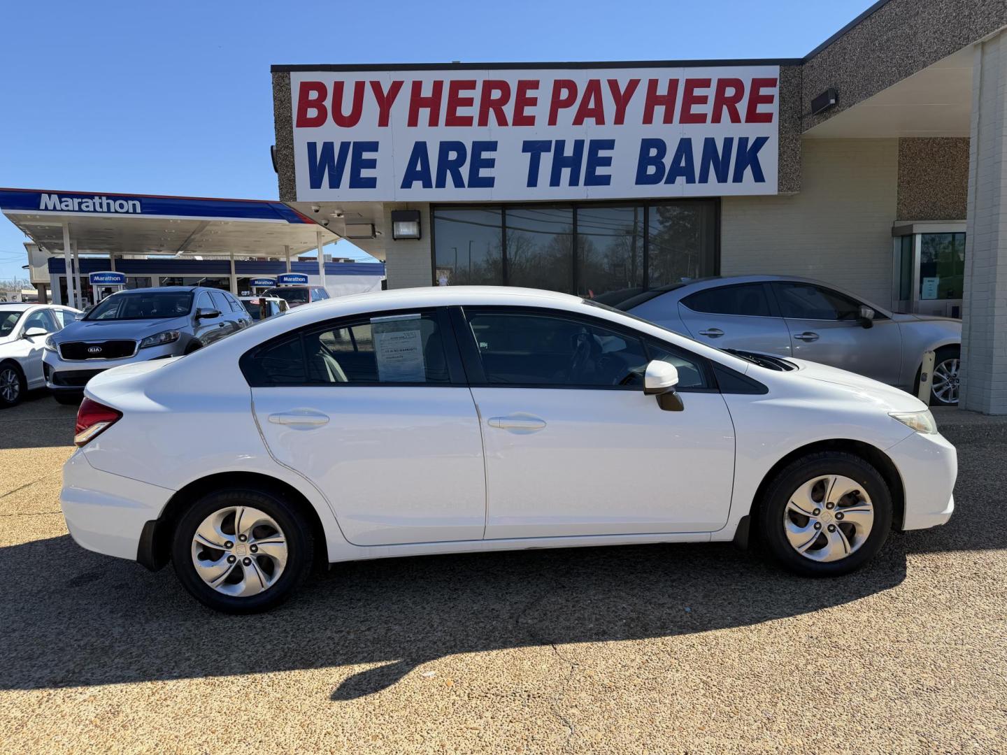 2015 WHITE HONDA CIVIC LX (2HGFB2F51FH) , located at 922 W. Beacon St., Philadelphia, MS, 39350, (601) 650-3675, 32.770447, -89.127151 - Photo#6