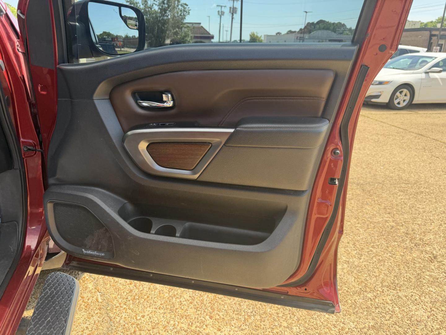 2017 RED NISSAN TITAN PLATINUM SV (1N6AA1E55HN) with an 5.6L 8CYL engine, located at 922 W. Beacon St., Philadelphia, MS, 39350, (601) 650-3675, 32.770447, -89.127151 - Photo#11