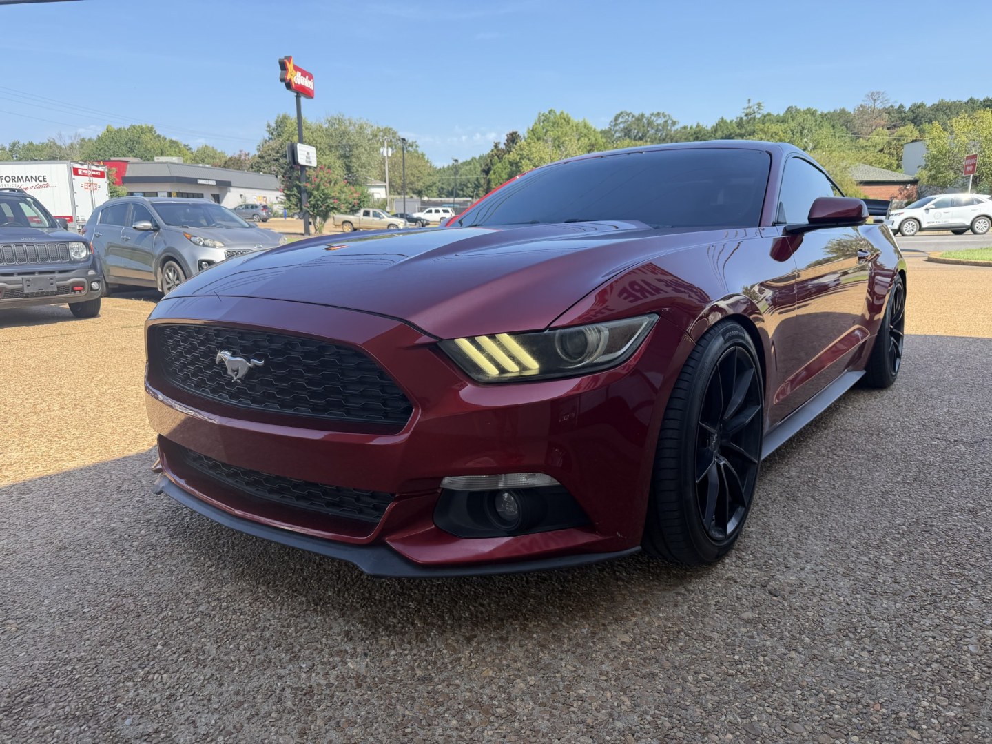 2016 RED FORD MUSTANG ECOBOOST (1FA6P8TH2G5) , located at 922 W. Beacon St., Philadelphia, MS, 39350, (601) 650-3675, 32.770447, -89.127151- Photo#2
